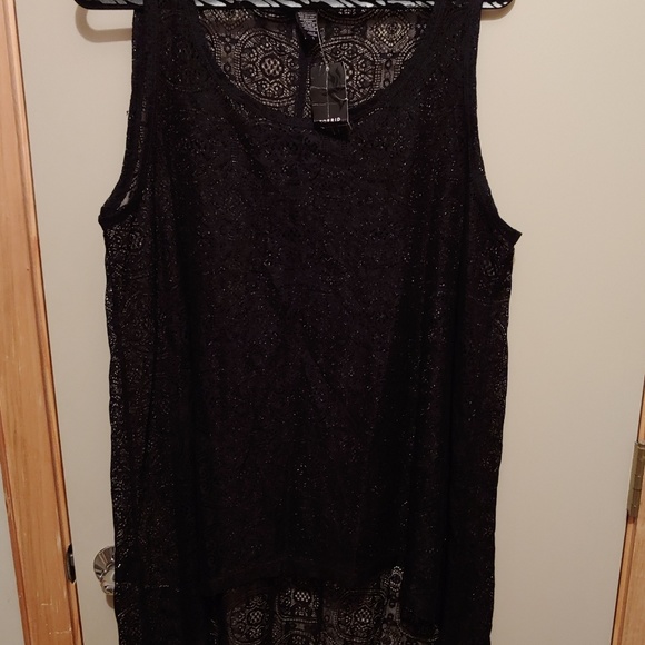 torrid Tops - Torrid Black Hi Low Sheer Crochet Tank